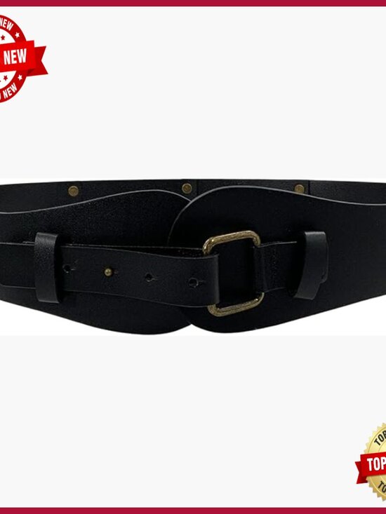 High Waist Fold Disc Linked Boho Antique Brass Circle Metal Studded Cowhide main image 4